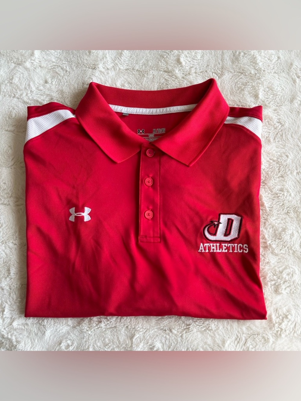 Dickinson College Polo Shirt Mens XL Red Devils Under Armour Athletic Logo Dson
